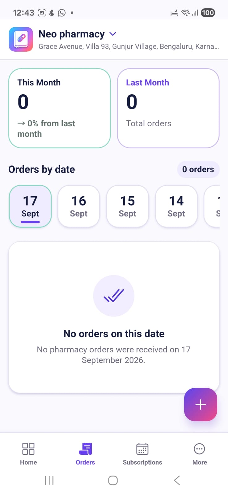 Pharmacy orders in HealthBook Pharmacy