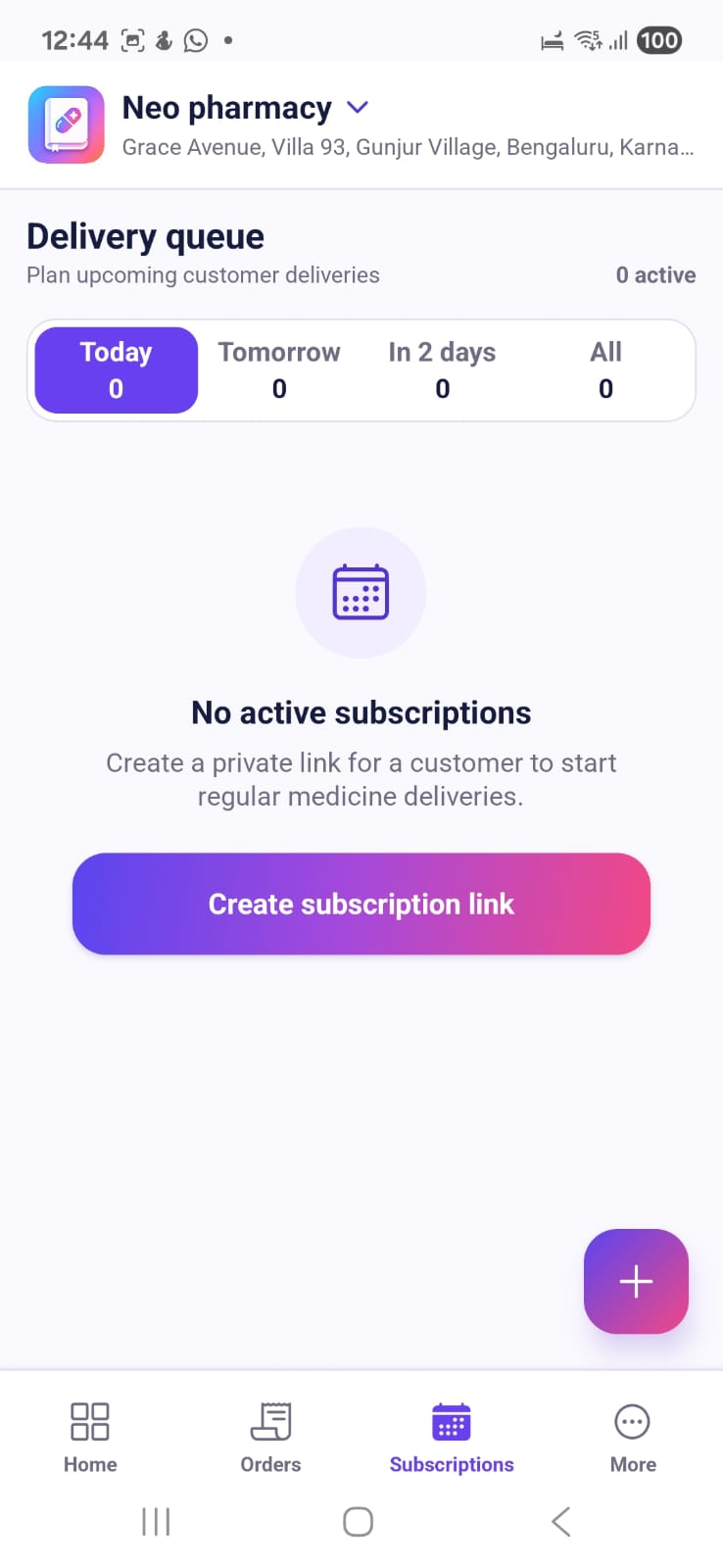 Medicine subscriptions in HealthBook Pharmacy